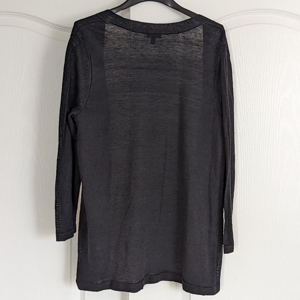 Talbots Plus Black Open-Front Linen Cardigan - image 3